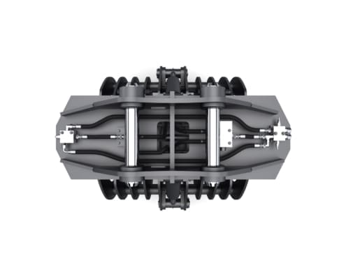 Dymax Basket Tine Grapple for railway cleanup, overhead view