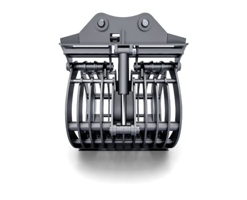 Dymax Basket Tine Grapple, opposite side view of the skeleton tine baskets