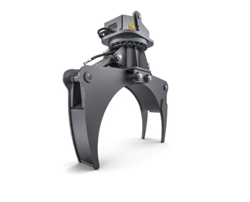 Railway Multi-Application Grapple – Front View Dymax Railway Multi-Application Grapple for tie bundle handling, three-quarter view