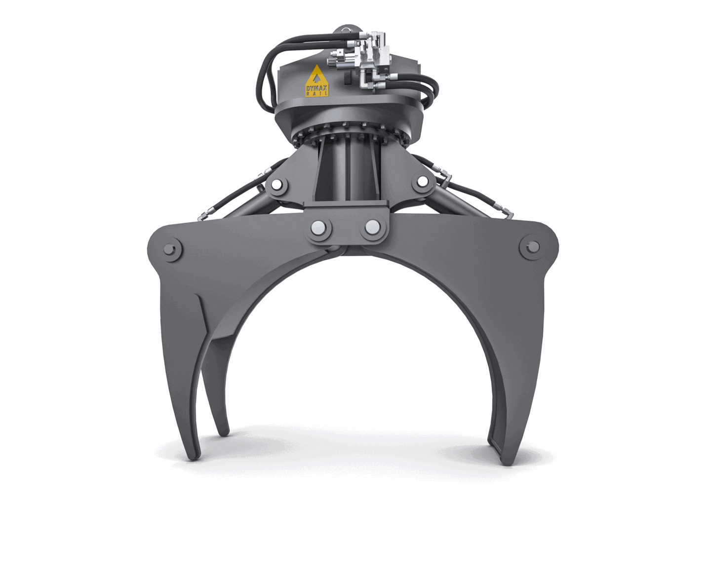 Railway Multi-Application Grapple – Rail Material Handling Dymax Railway Multi-Application Grapple handles ties, brush, and debris, rotating view