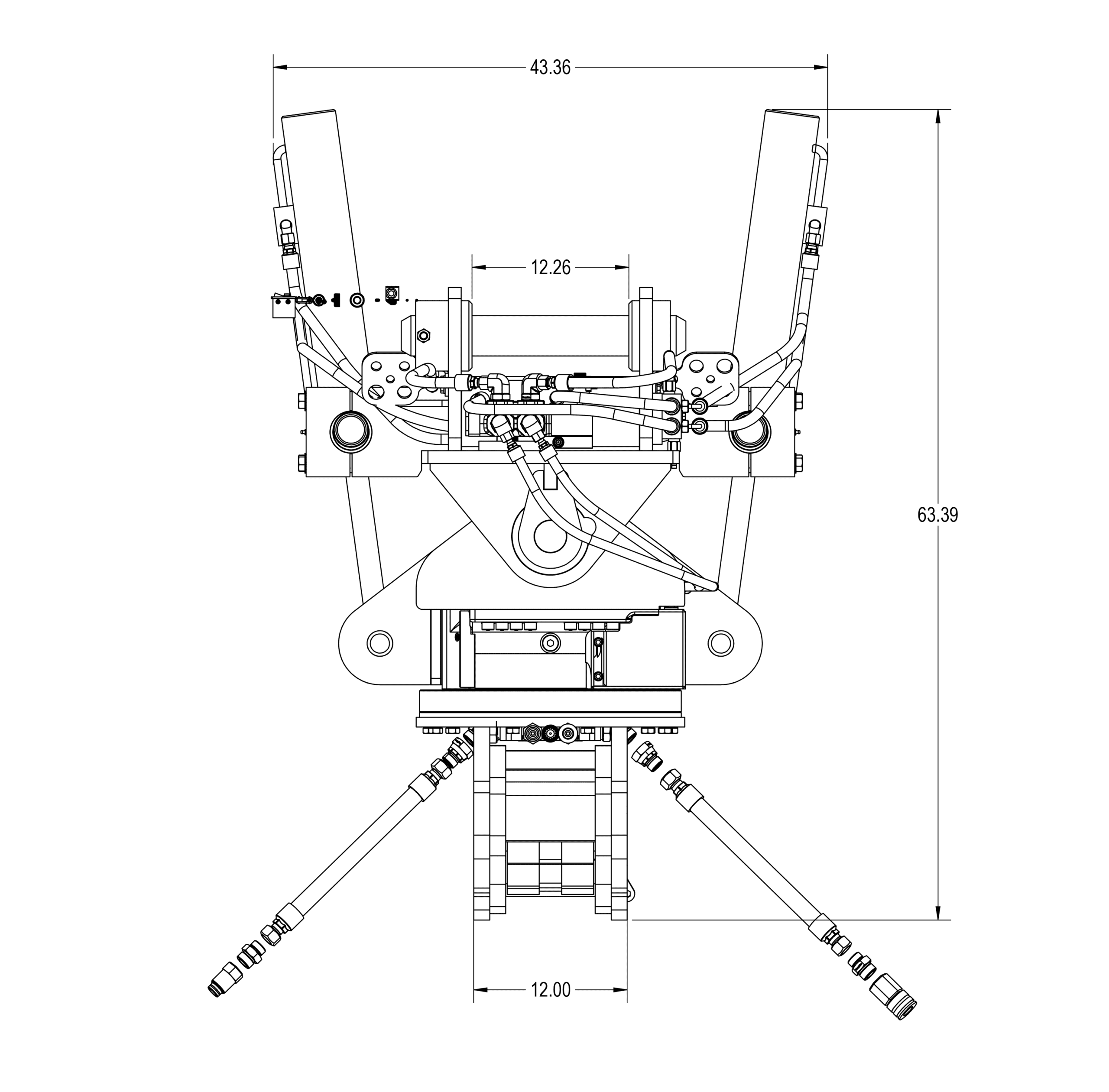 Dymax-rotating-quick-coupler-Gradall-Excavator-Ballast-Blade Gradall excavator with a 360 rotating quick coupler and a ballast blade attached to coupler