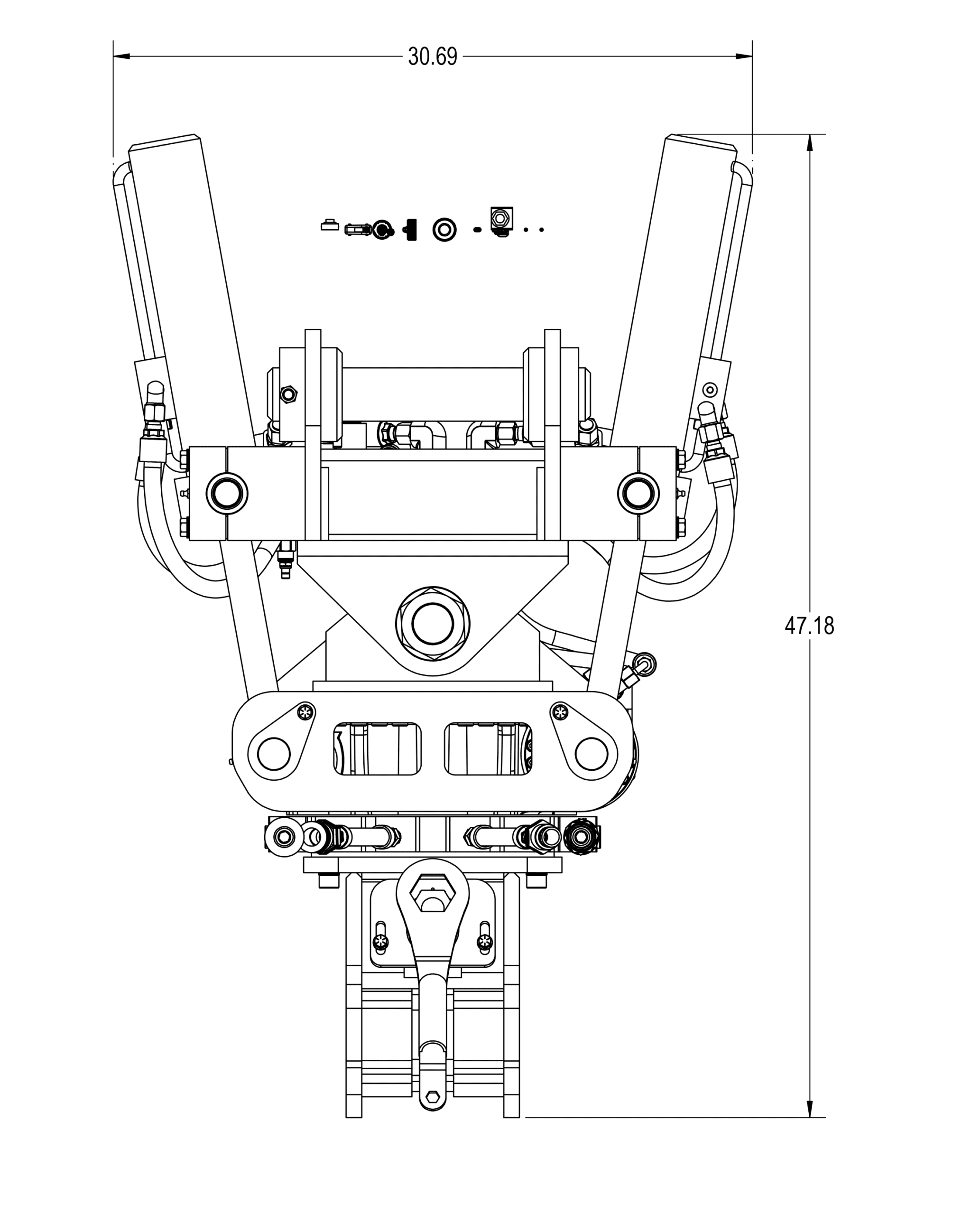 Dymax-rotating-quick-coupler-Gradall-Excavator-Ballast-Blade Gradall excavator with a 360 rotating quick coupler and a ballast blade attached to coupler